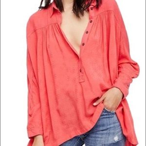 Free People Coral Flowy Tunic - NWOT